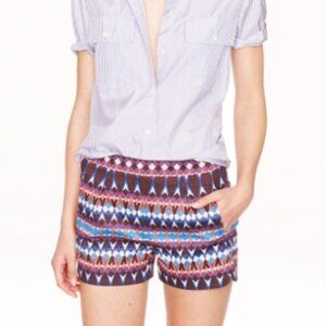 J. Crew Cotton Pique 3" Shorts in Gemstone Print, Size 6
